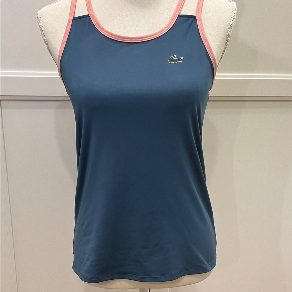 Lacoste Sport Women's Tank Top in Blue with Peach Accents